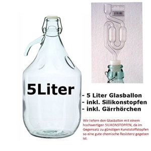 Gärballon 5 Liter mit Bügelverschluss und Gäraufsatz - neues Modell! 5L Weinballon / Gärballon - 1