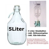 Gärballon 5 Liter mit Bügelverschluss und Gäraufsatz - neues Modell! 5L Weinballon / Gärballon - 1