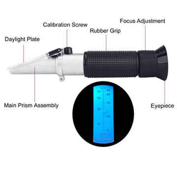 HH-TEC Brennerei Refraktometer Alkohol 0-80% v/v HandRefraktometer Alkoholmeter für Spirituose Destillierte Getränke und Ethanol mit Wasser wie Whisky Wodka mit Bedienungsanleitung in Deutsch - 2