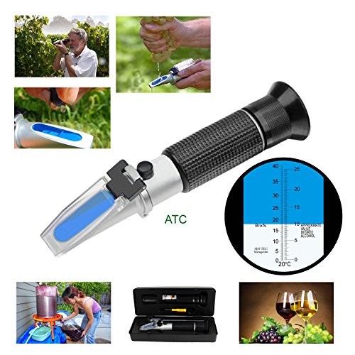 Refraktometer – HH-TEC – Alkohol:0-25% Zucker:0-40% mit ATC für Winzer