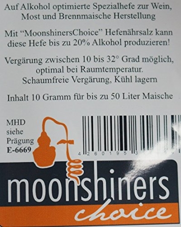 'MoonshinersChoice®' Spezial Alkohol Hefe ✿ 10 Gramm für 50 Liter Maische ✿ für Wein, Most und Brennmaische - 2