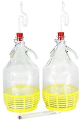 Starter-Set 7-teilig 2x5L Weinballon + Gumistopfen + alkoholmeter + Gärröhrchen - 1