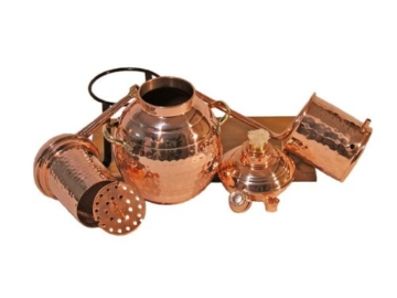 CopperGarden Destillieranlage ARABIA 0,5 Liter Tischdestille mit Aromasieb  & Spiritusbrenner